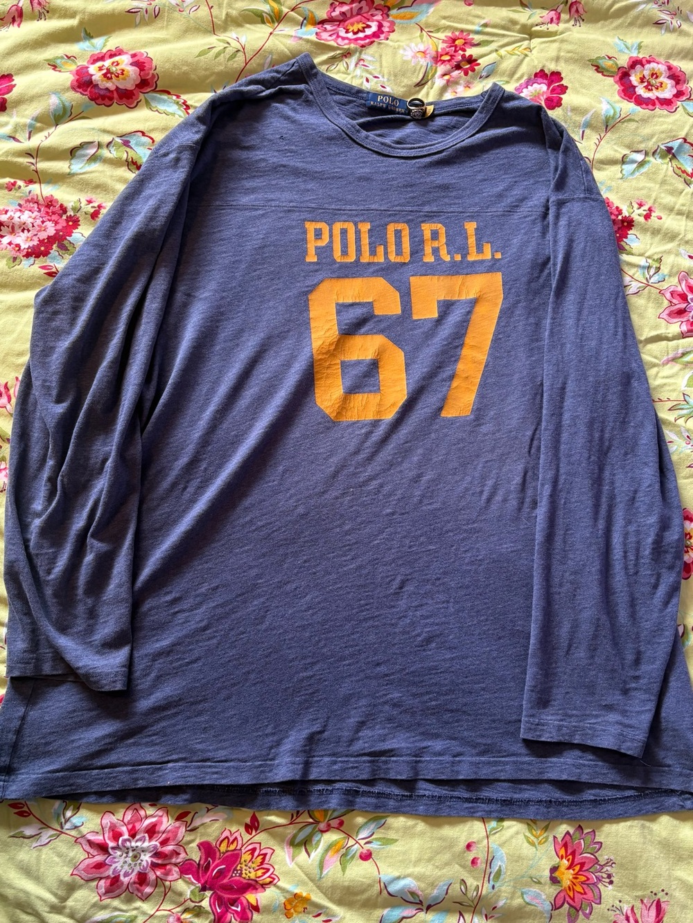 Polo Ralph Lauren Polo R.L. 67 Blue Long Sleeve Tee Shirt Big & Tall 2XB